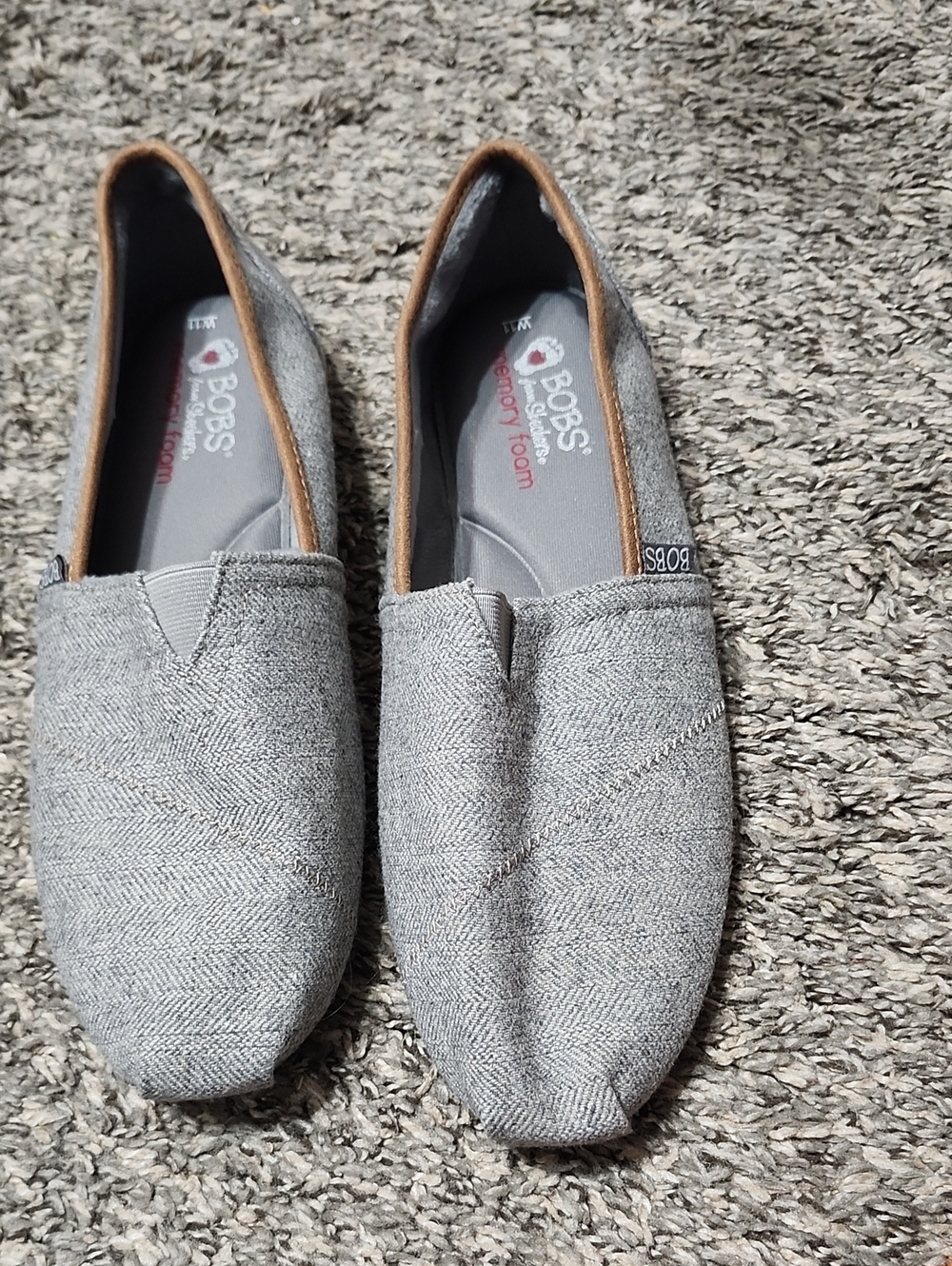 BOBS from Skechers Gray Slip-On with Brown Trim